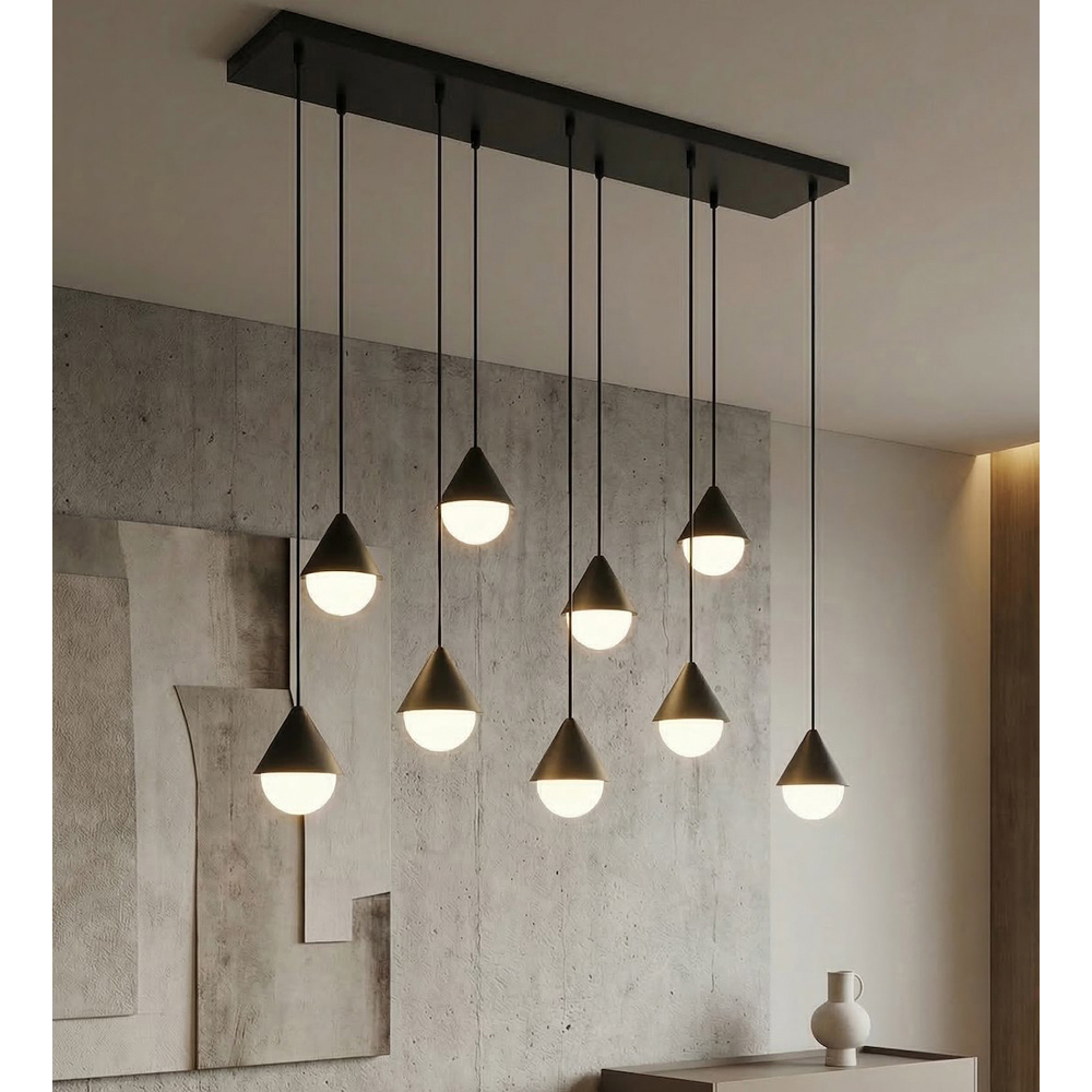 Emibig Giro 9 Light Ring-Shaped Shade Black G9 Ceiling Pendant Light Image 3