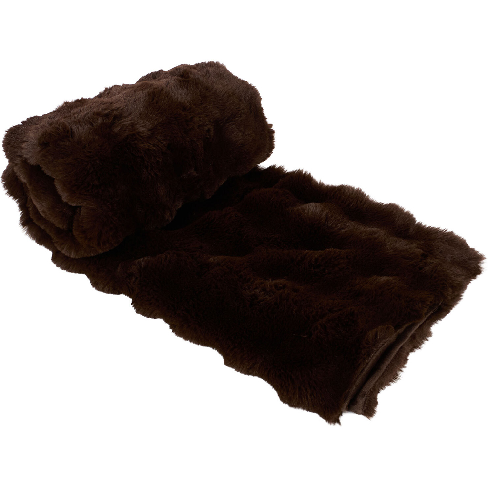 Meribel Faux Fur Plush Throw Chocolate Image 5