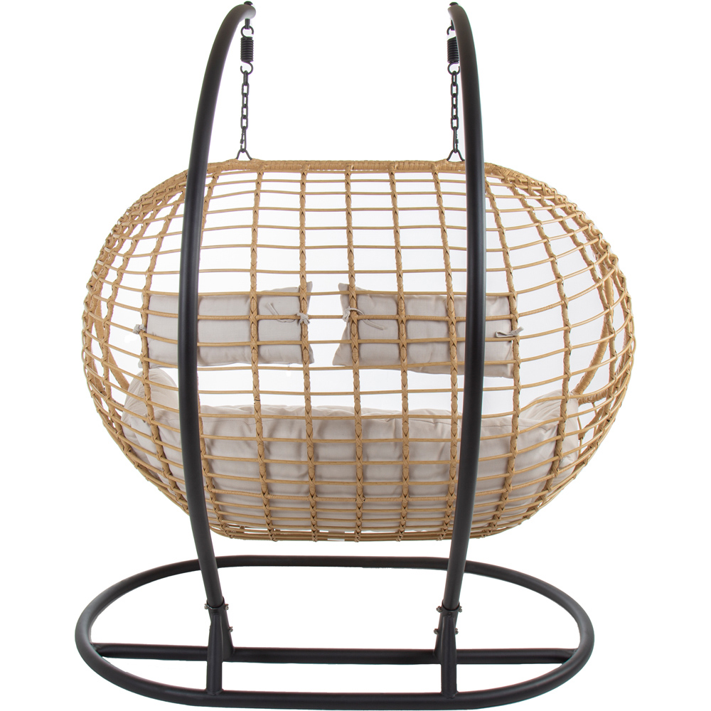Charles Bentley Natural Double Swing Egg Chair with Cushions Image 5