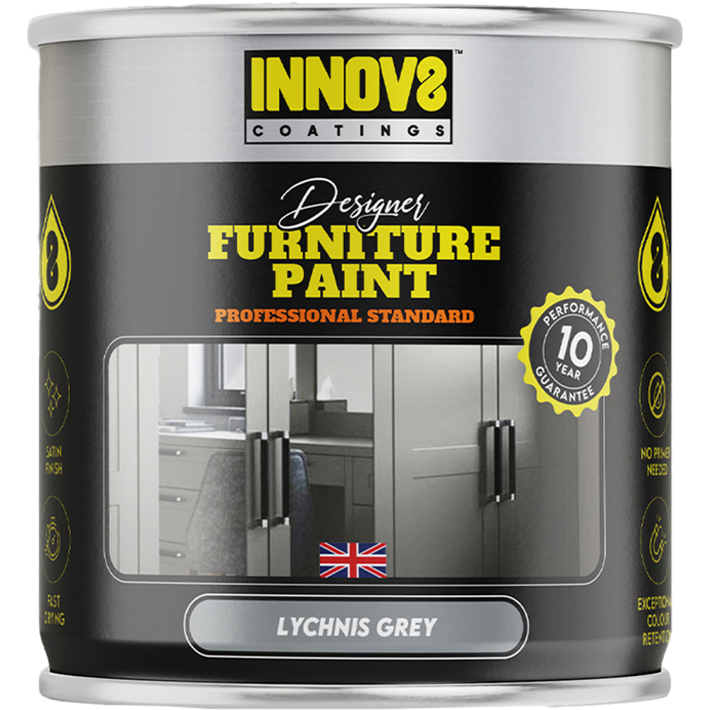 Innov8 Coatings Designer Lychnis Grey Satin Finish Furniture Paint 750ml Image 2