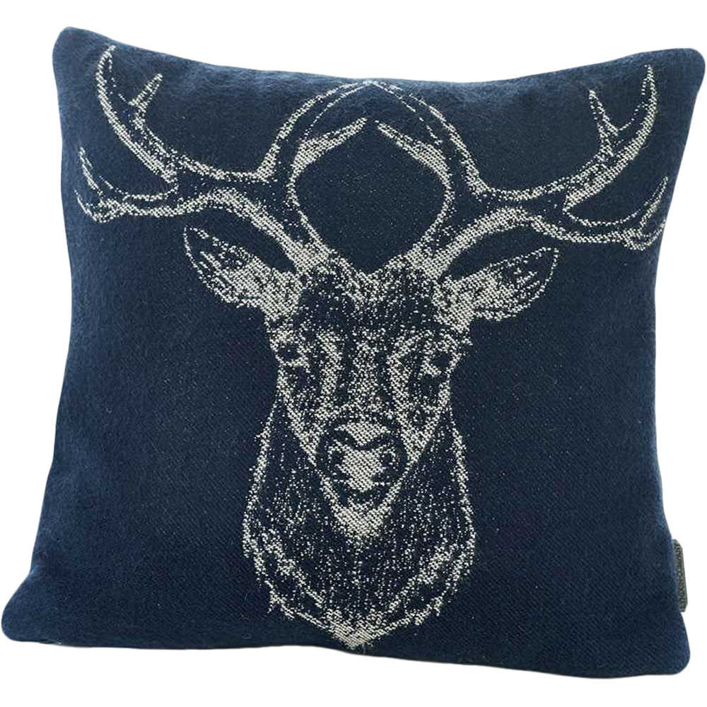 The Lyndon Company Stag Navy Acrylic Cushion 45 x 45cm Image 1