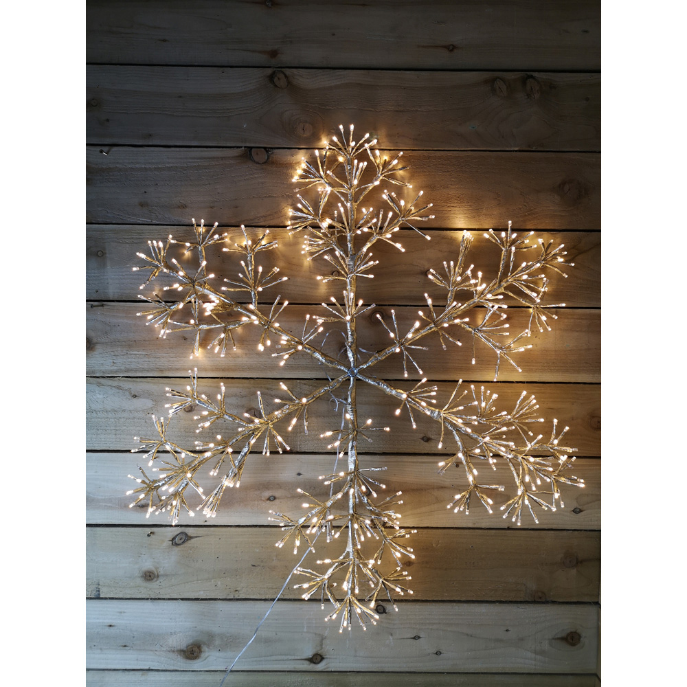 Premier 660 Warm White LED Gold Starburst Snowflake Christmas Decoration 90cm Image 3