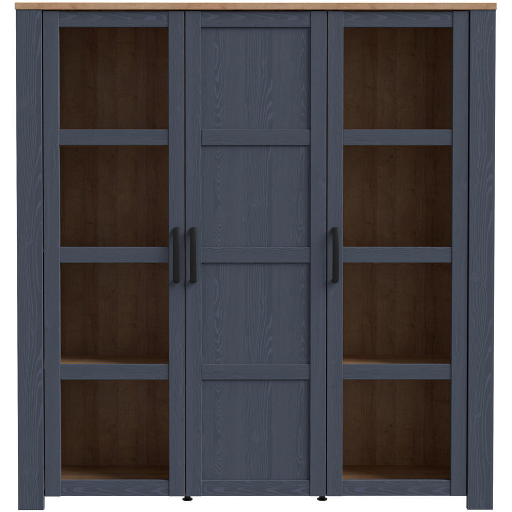 Florence Bohol 3 Door Riviera Oak and Navy Large Display Cabinet Image 3