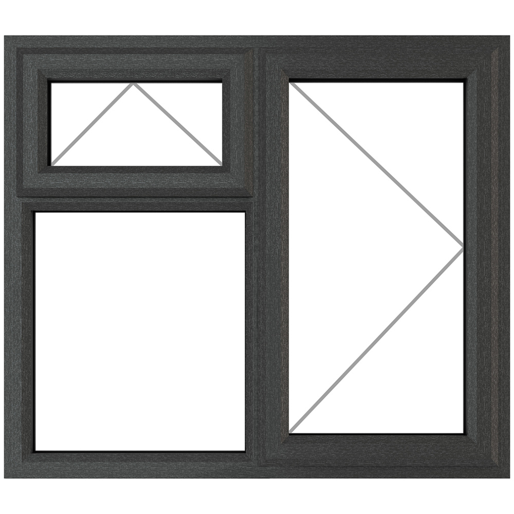 Crystal uPVC Triple Glazed Window RH Side Hung and Top Opener Grey White Clear Glass 905x965mm Image 2