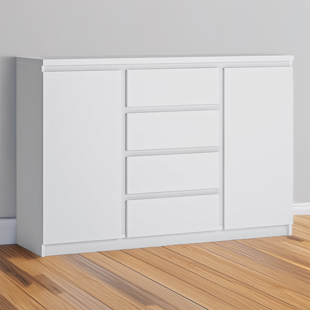 Florence Fribo 2 Door 4 Drawer White Sideboard Image 1