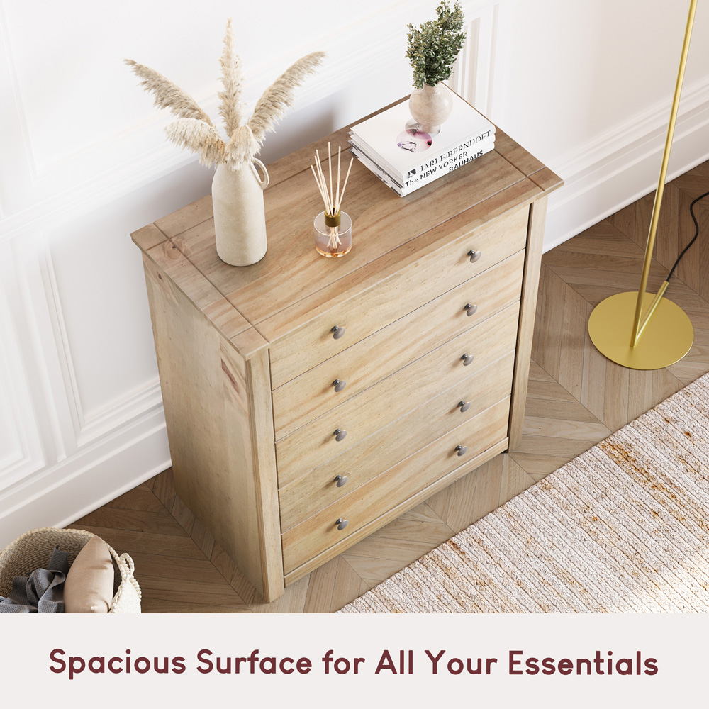 Vida Designs Panama 5 Drawer Pine Chest of Drawers Image 7