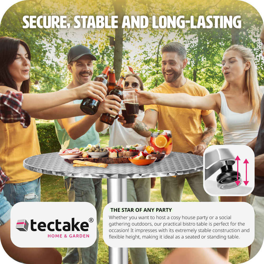 tectake Foldable and Adjustable Aluminium Bar Table Image 5