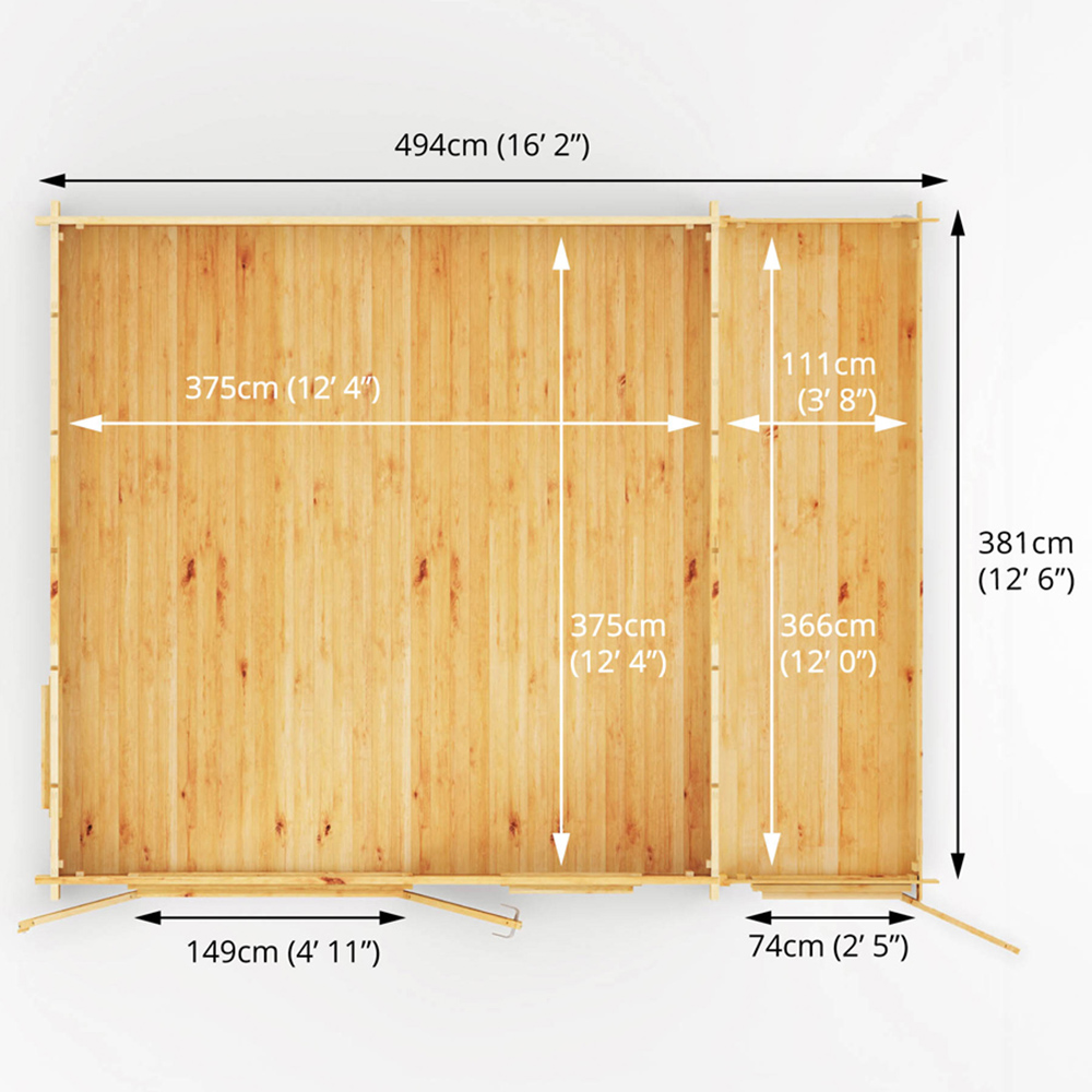Mercia 16.7 x 13.1ft Home Office Log Cabin with Side Shed Image 9