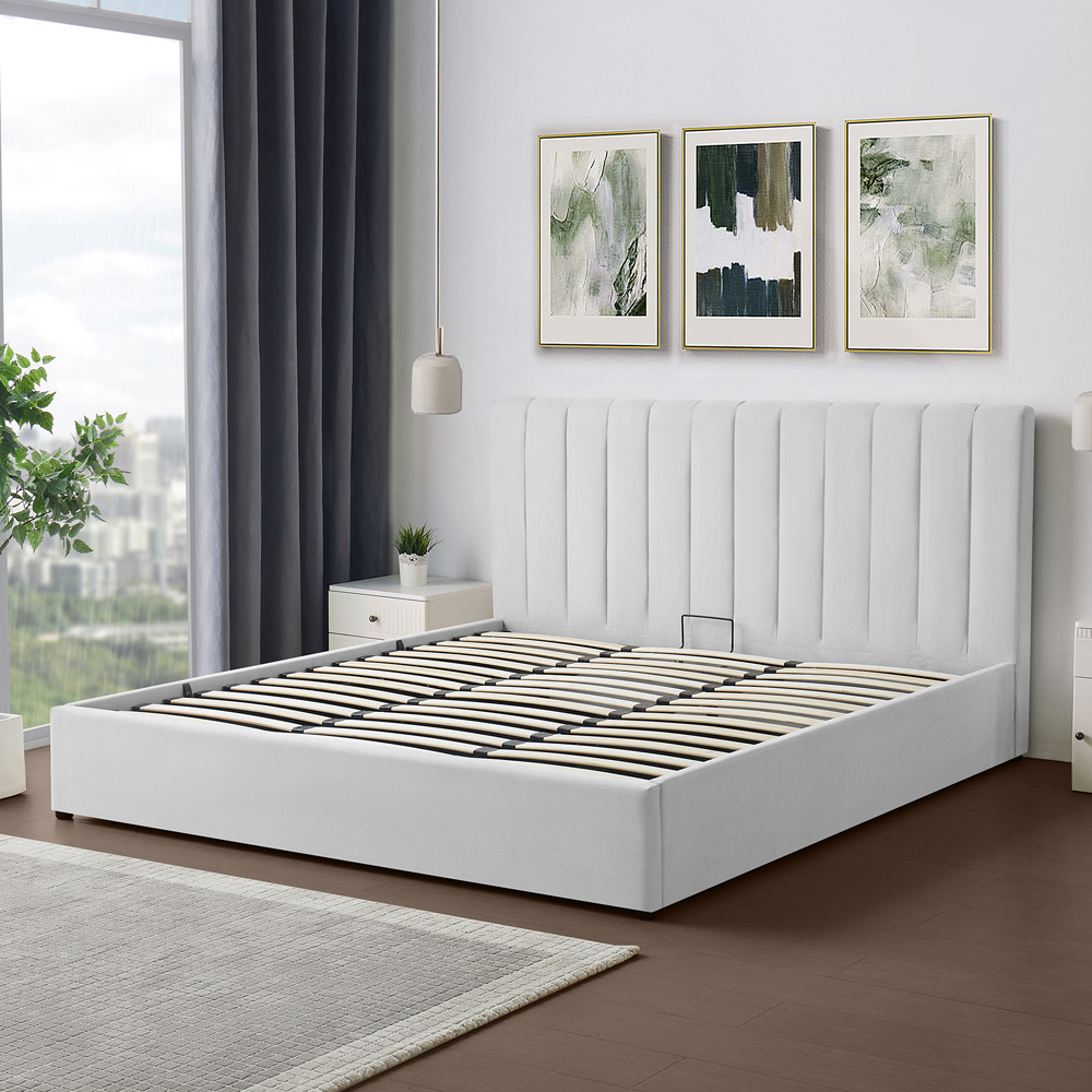 Brooklyn Evelynne Super King Light Grey Linen Ottoman Bed Image 5