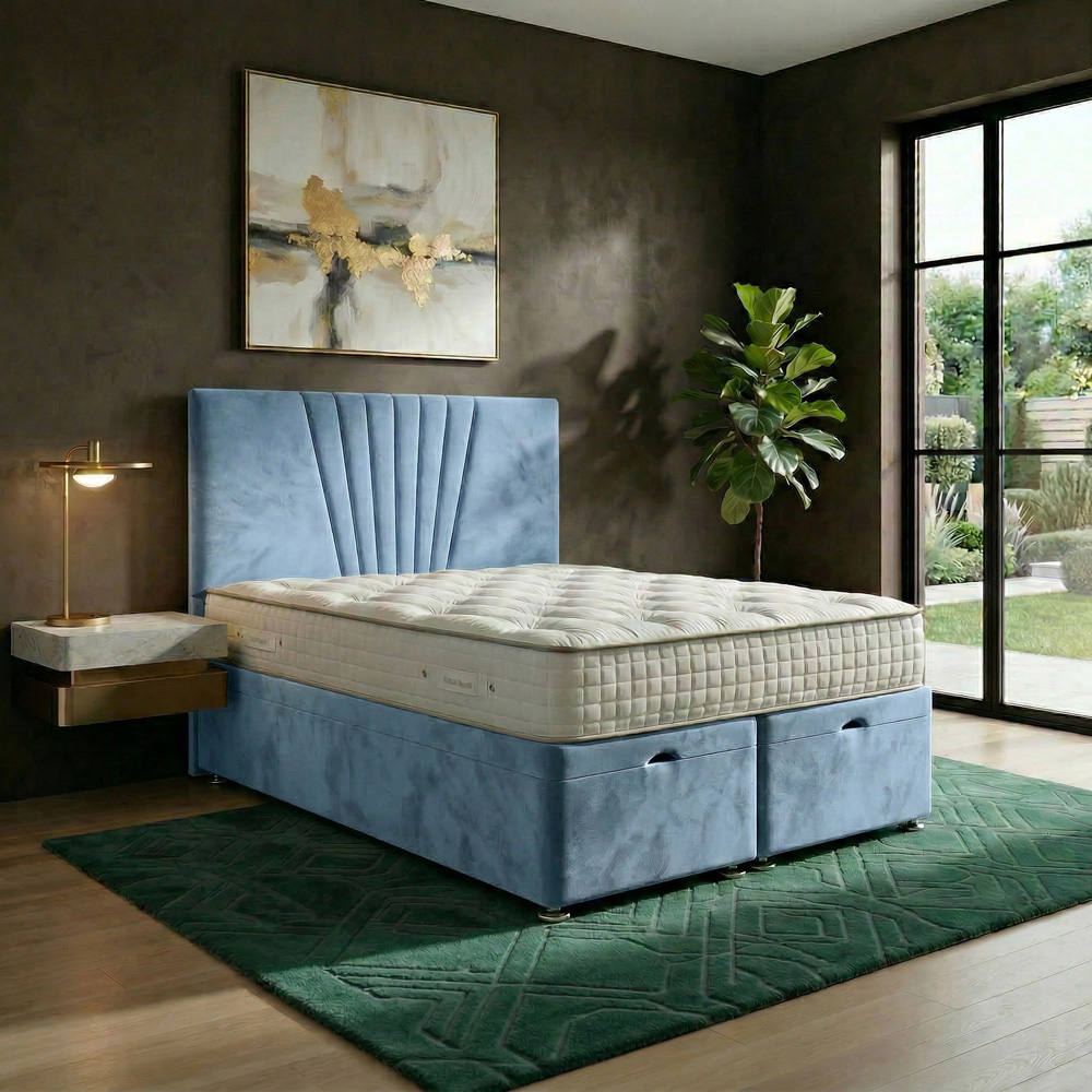 DS Living Vesper Double Sky Blue Ottoman Bed Image 5