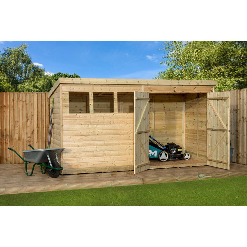 Empire Sheds 4000 14 x 4ft Double Door Tongue and Groove Wooden Pent Garden Shed Image 3