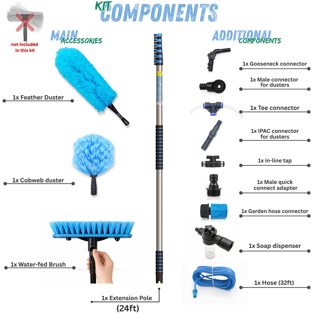 IGAD Pole Water-Fed Extension Pole Cleaning Kit with Duster and Soap Dispenser 7m Image 8