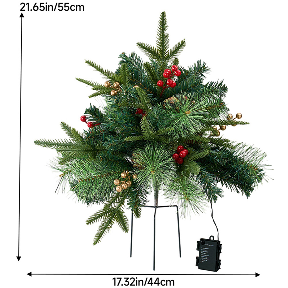 Living and Home Pre-Lit Artificial Christmas Tree Urn Filler with Berries 55cm Image 8