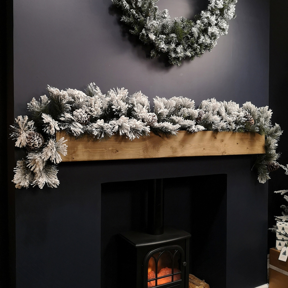 Samuel Alexander Snow Flocked Christmas Garland with Pinecones 180cm Image 7