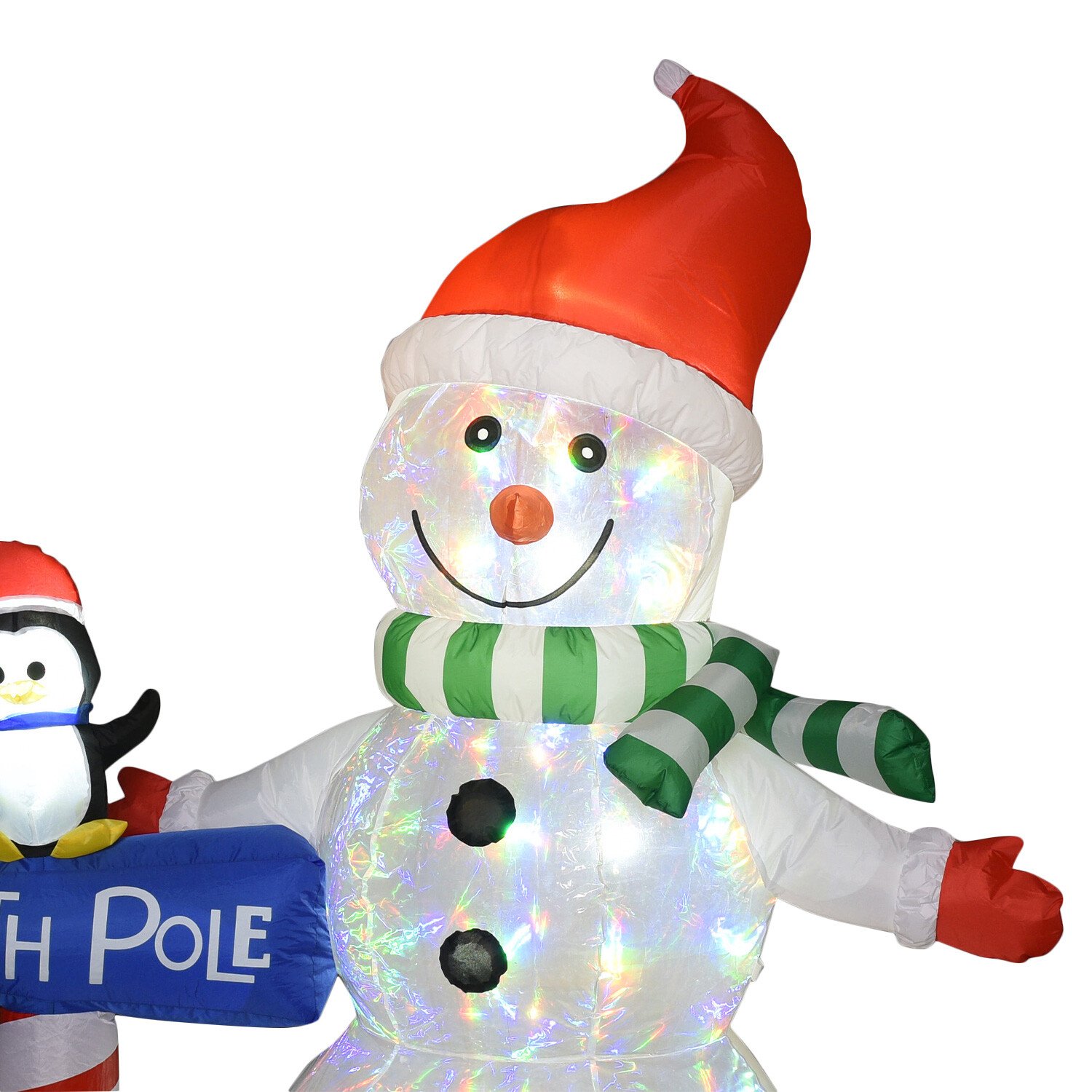 6ft Inflatable Disco Snowman  - White Image 3