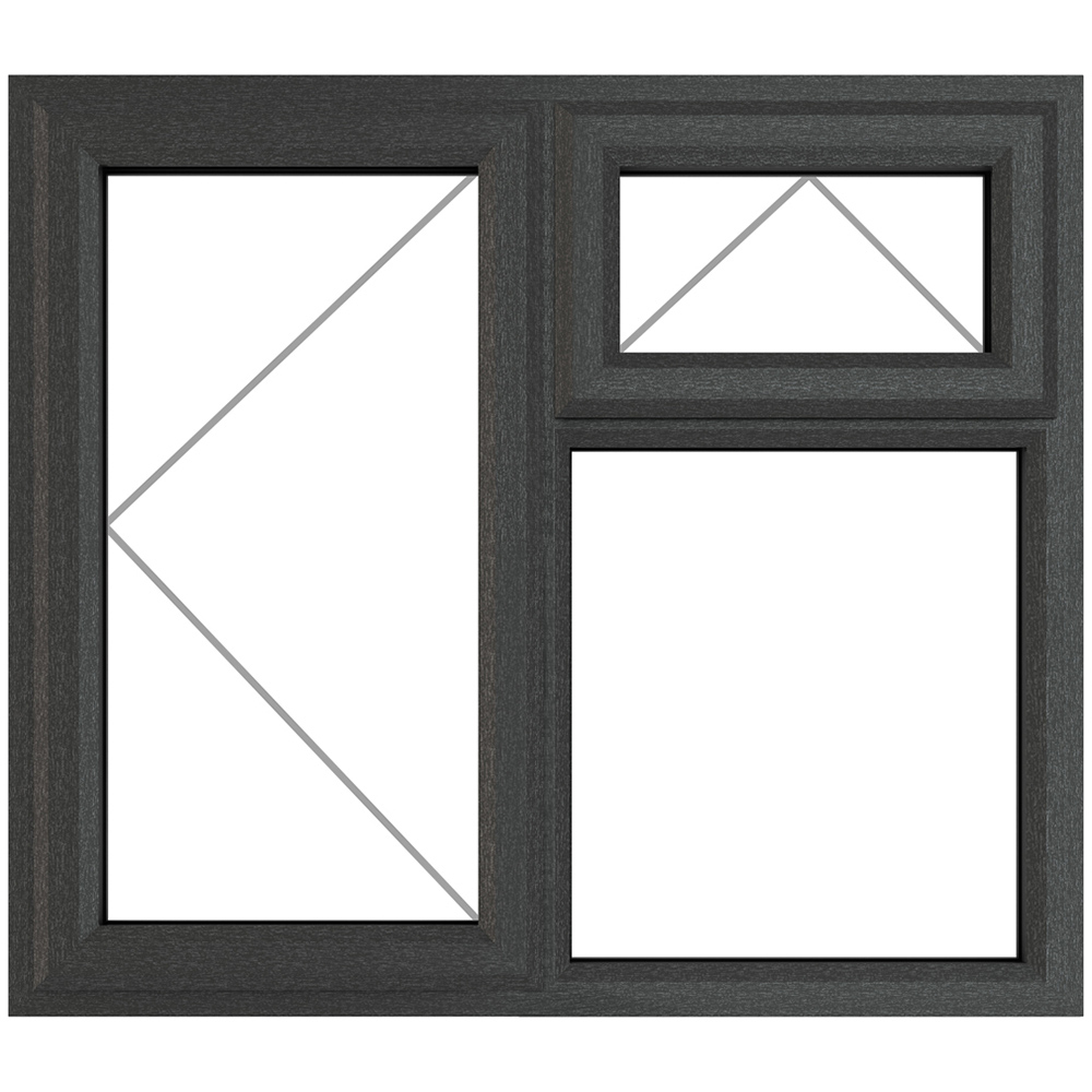 Crystal uPVC Triple Glazed Window LH Side Hung and Top Opener Grey White Clear Glass 905x965mm Image 2