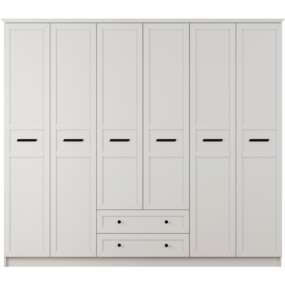 Evu DAISY 6 Door 2 Drawer White Wardrobe Image 3