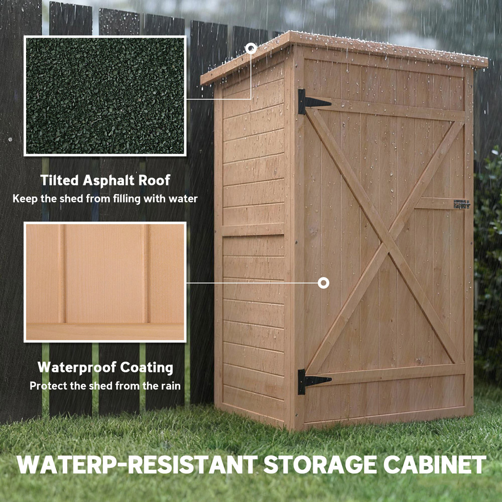 Outsunny 2.5 x 1.8ft Wooden Garden Shed Image 6