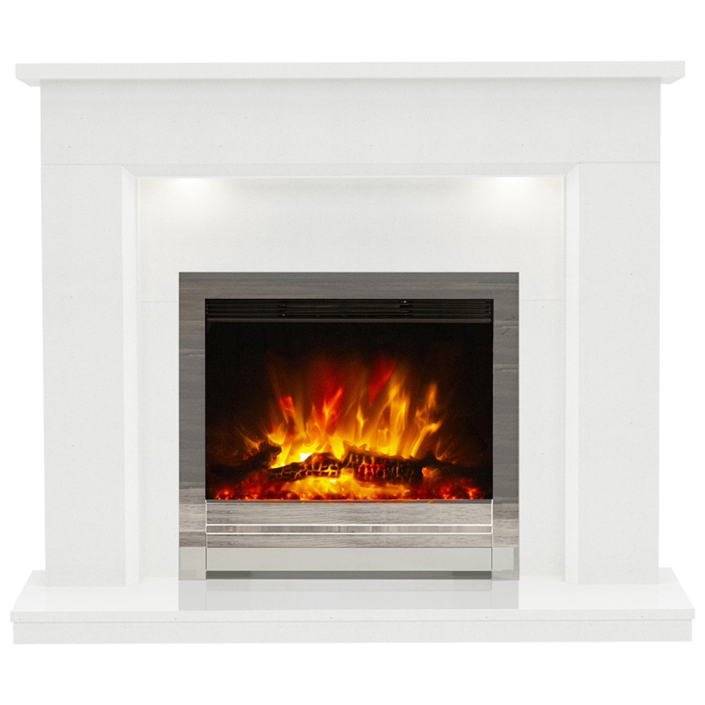 Be Modern Madalyn White Micro Marble Electric Fireplace Suite 52 inch Image 3