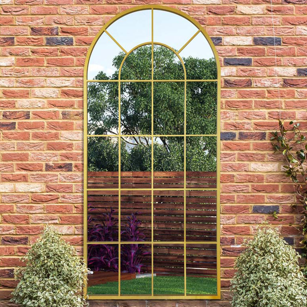 MirrorOutlet The Arcus Gold Framed Arched Leaner and Wall Garden Mirror 180 x 85cm Image 2