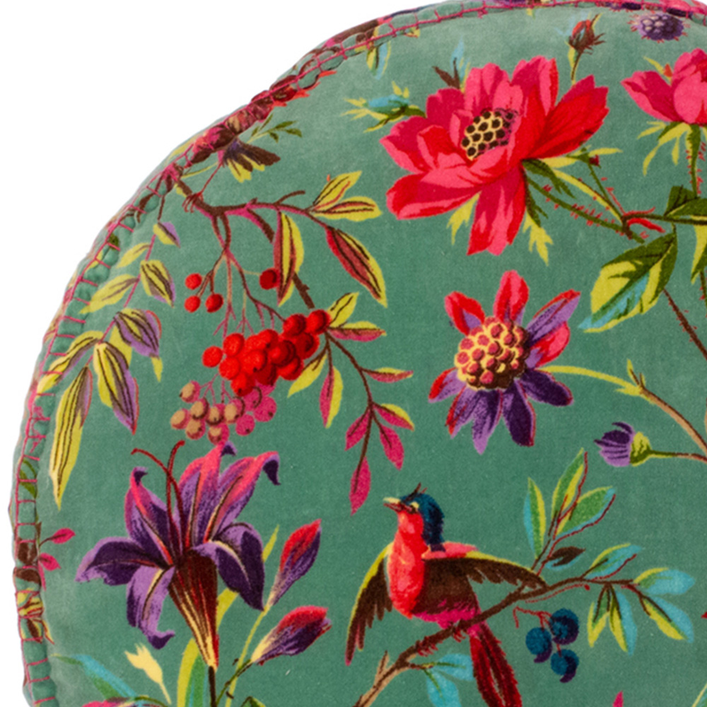Paoletti Paradise Mineral Velvet Round Cushion Image 2