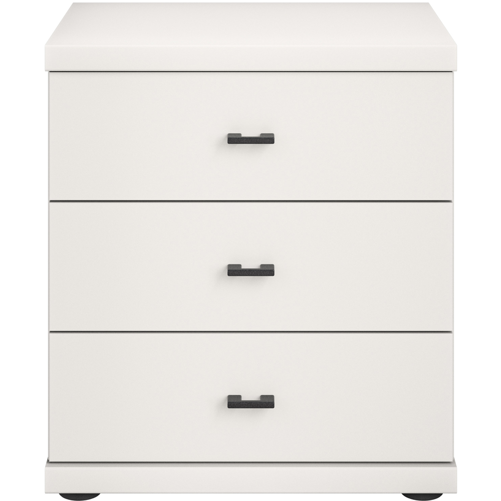 Homebase Cortiva White and Slate 3 Drawer Bedside Table Image 3