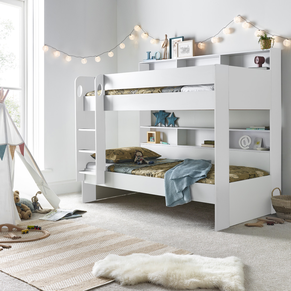 Oliver White Single Drawer Storage Bunk Bed with Pocket Mattresses Image 9