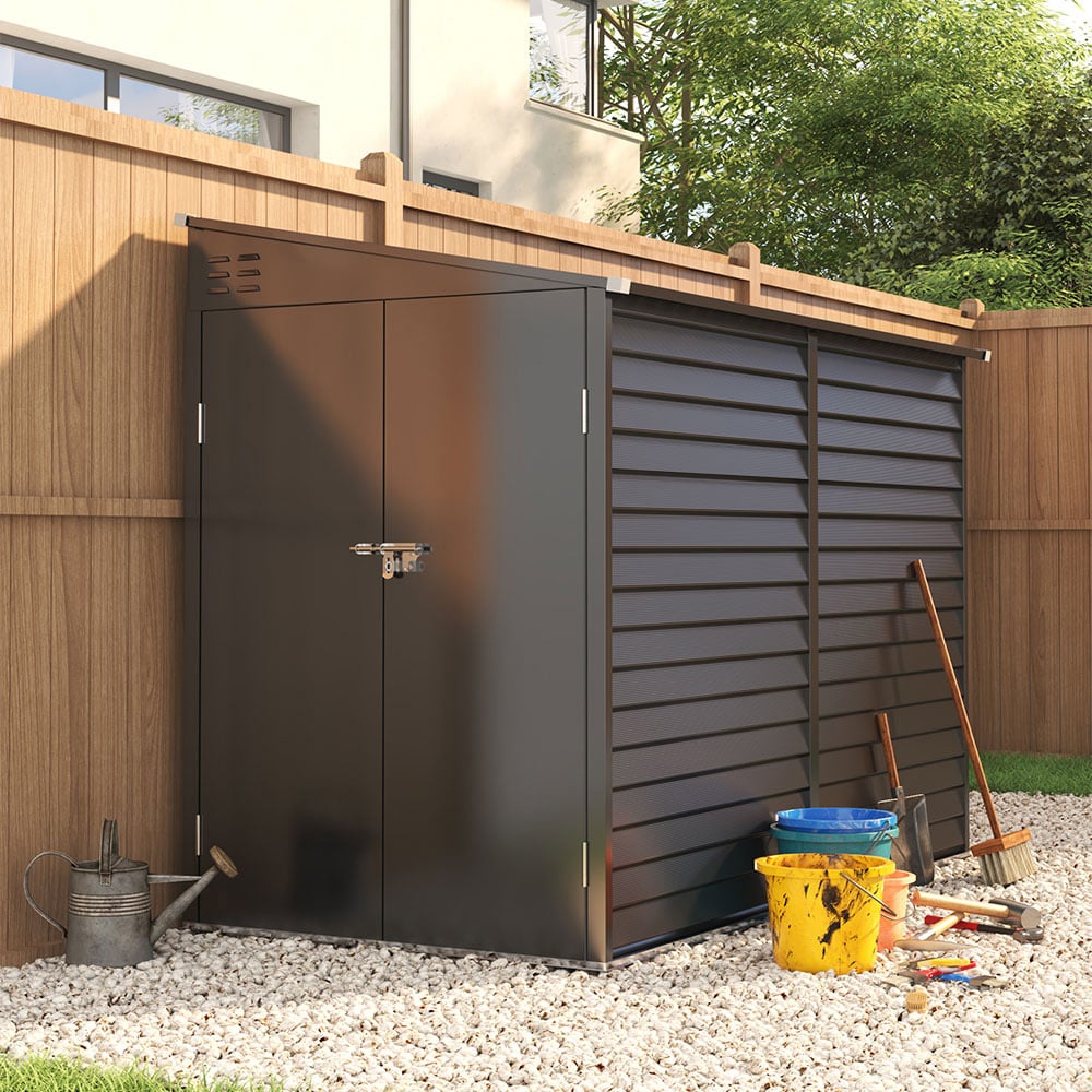 Living and Home 8.8 x 4.7ft Anthracite Steel Garden Storage Shed Image 2