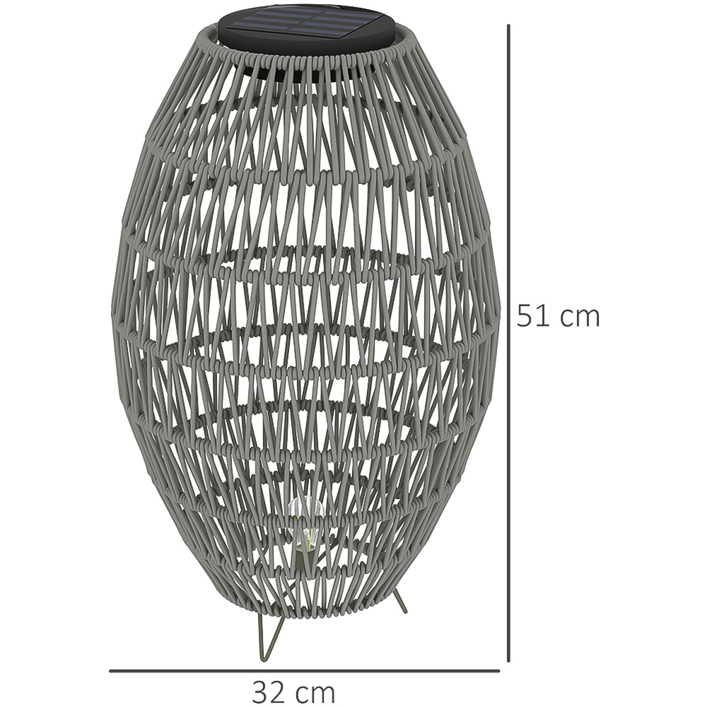 Outsunny Grey Rattan Solar Lamp Image 9