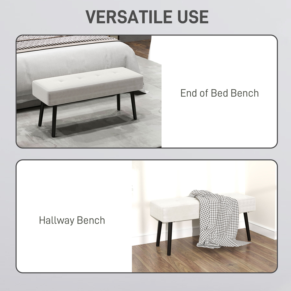 Portland Cream White End of Bed Bench with Thick Padding Image 7