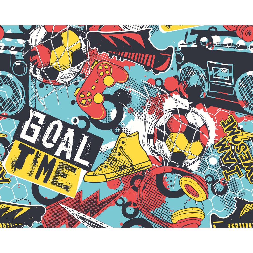 Origin Murals Games Splash Red and Petrol Wall Mural Medium Image 2