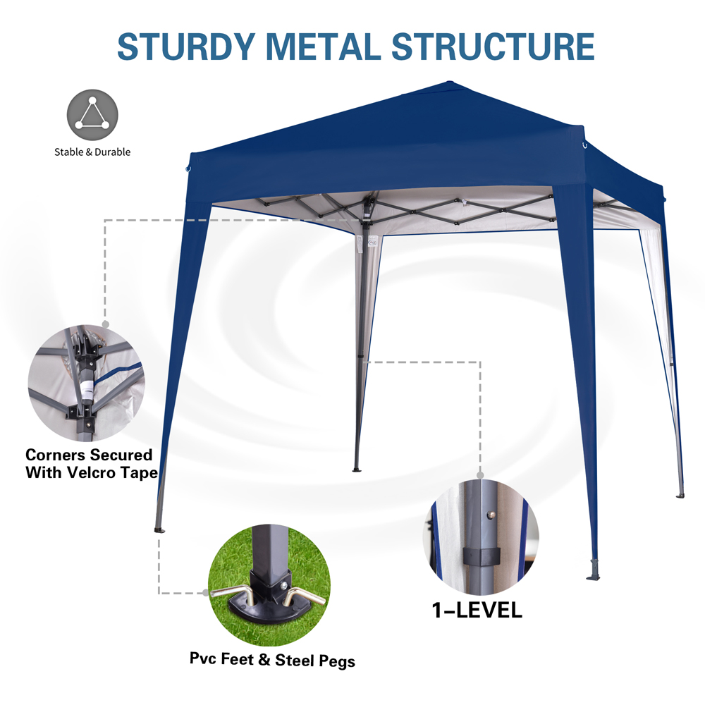 Blue Pop Up Outdoor Canopy Tent with Removable Sidewalls 2 x 2m Image 6