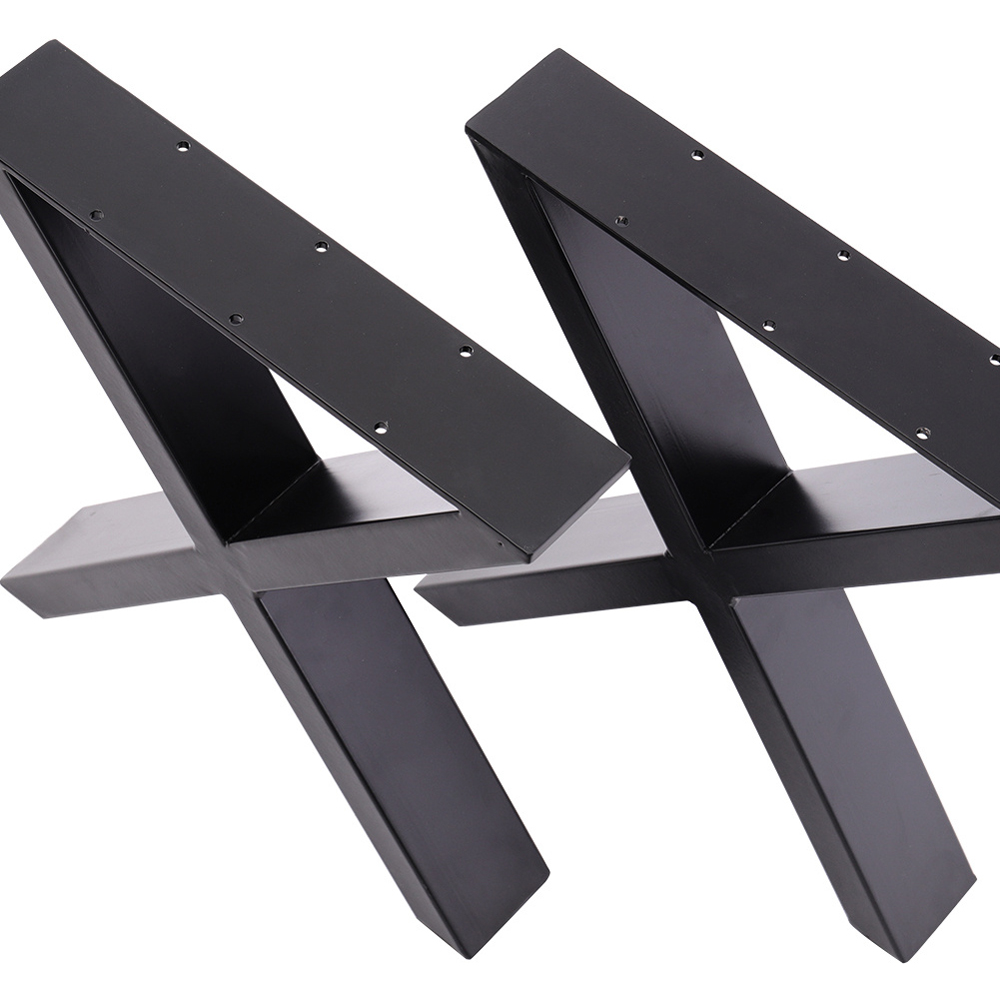 H&O Direct Black Industrial X Shaped Iron Furniture Legs with Screws 2 Pack Image 4