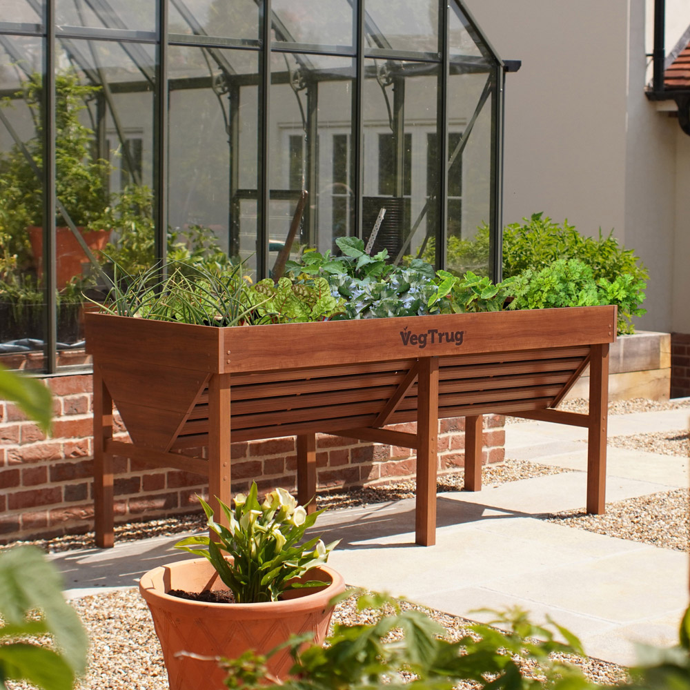 VegTrug Teak Wood Effect Aluminium Raised Garden Planter 80 x 183 x 76cm Image 2