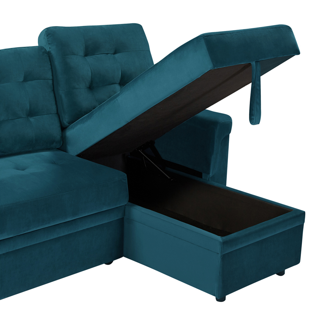 Furniture One 3 Seater Green Corner Storage Sofa Bed Image 7