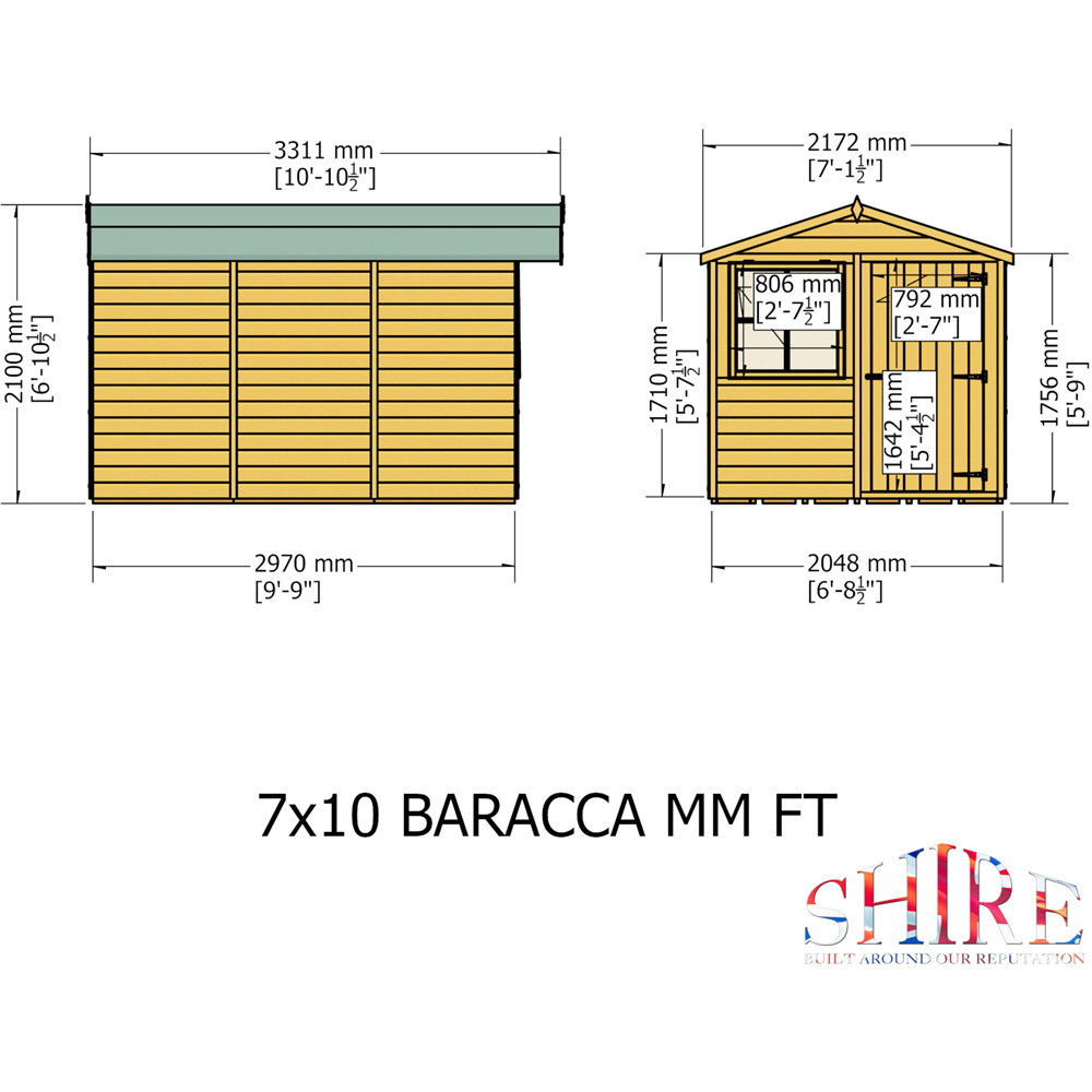 Shire Barraca 7 x 10ft Dip Treated Wooden Shiplap Shed Image 8
