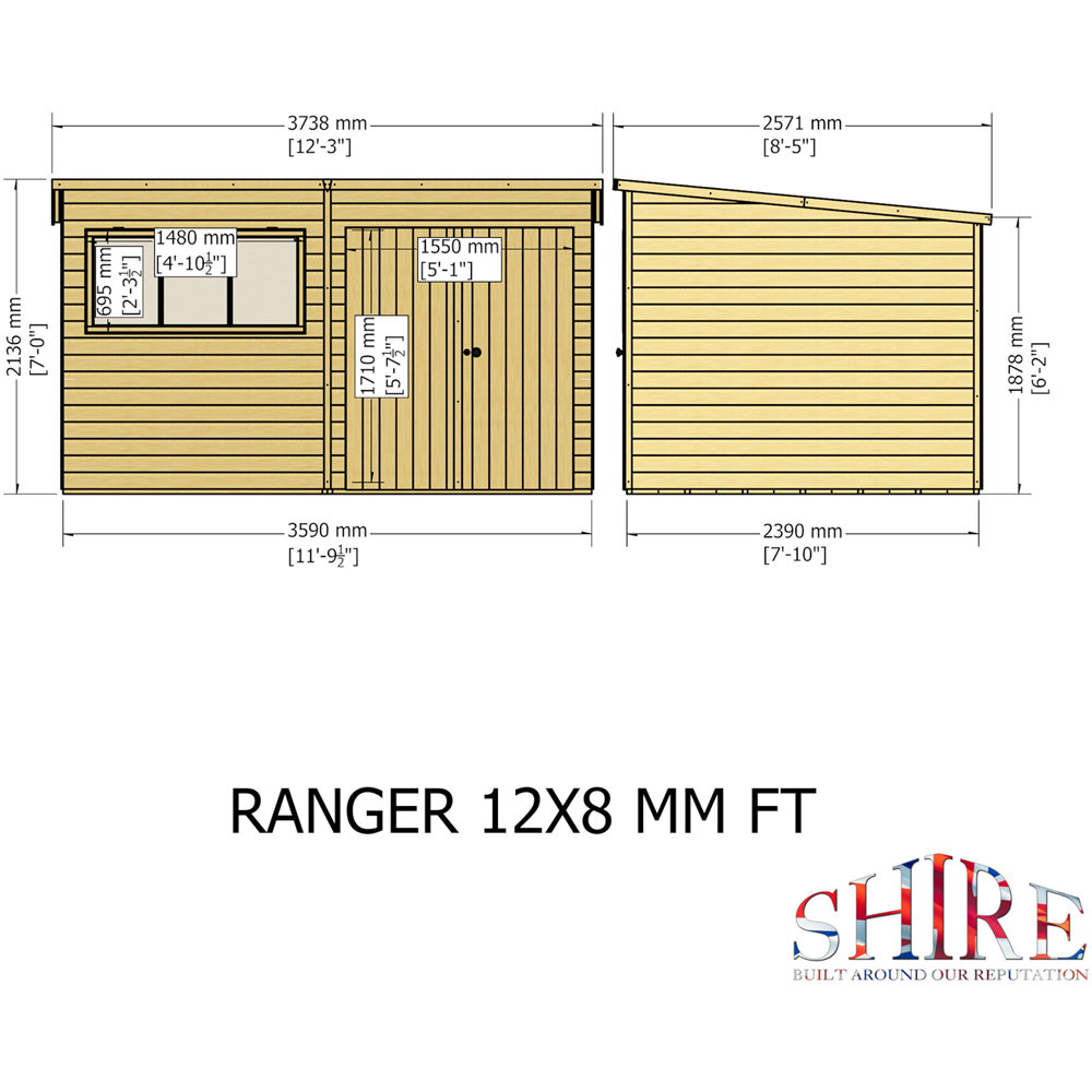 Shire 12 x 8ft Ranger Pent Shed Image 7