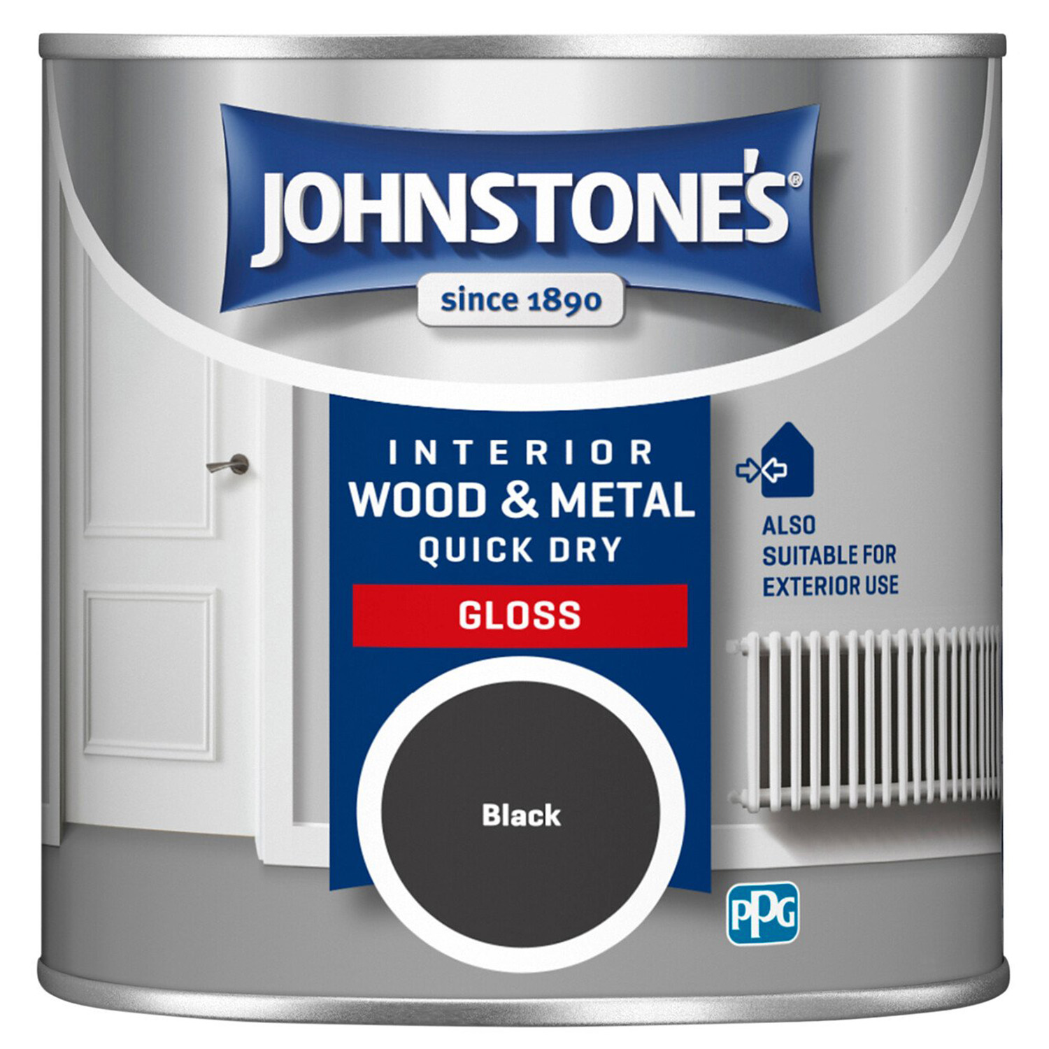 Johnstone's Quick-Dry Wood & Metal Gloss Paint 250ml - Black Image 2