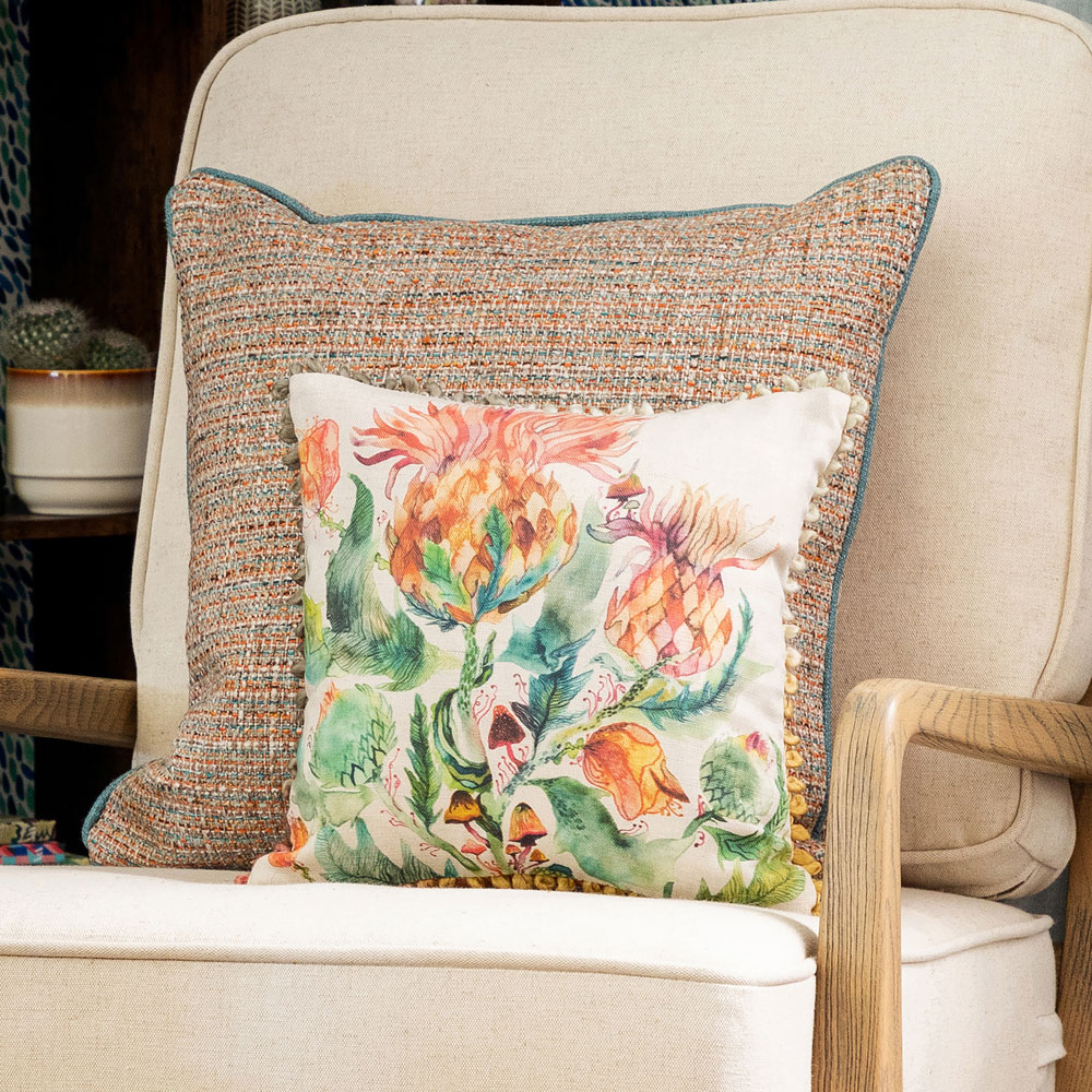 Voyage Maison Enchanting Thistle Marigold Printed Feather Filled Cushion 30cm Image 2