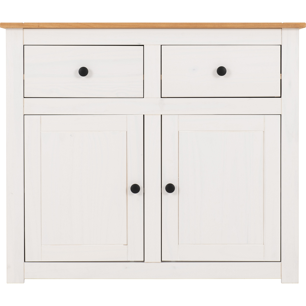 Seconique Panama 2 Door 2 Drawer White and Natural Wax Sideboard Image 3