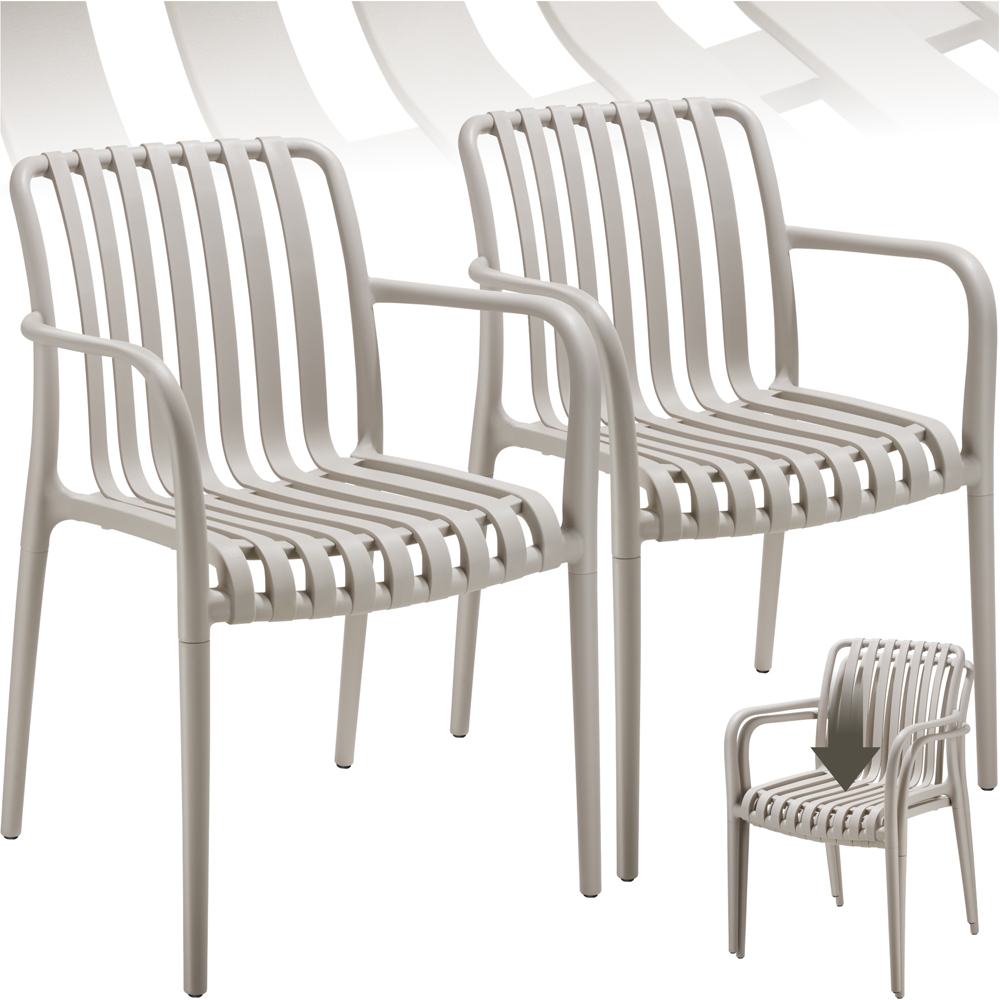 tectake Alcudia Set of 2 Taupe Garden Chair Image 2