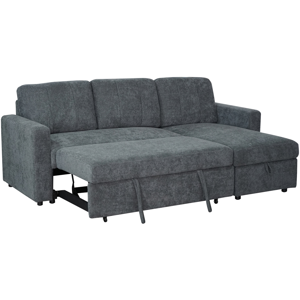 Aspire Nexis 3 Seater Charcoal Right Hand Chaise Corner Sofa Bed Image 5