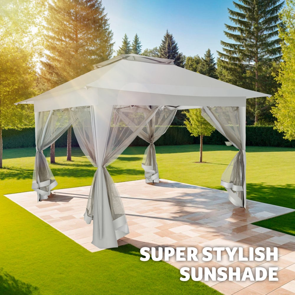 tectake Carabobo 3.64 x 3.64m Grey 4 Side Panel Gazebo Image 8