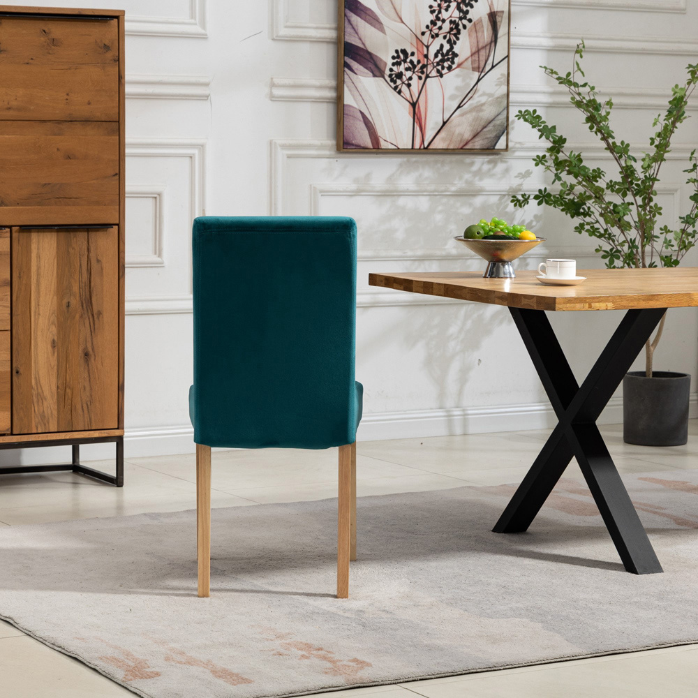 Artemis Home Maiolo Set of 2 Teal Velvet Dining Chair Image 6