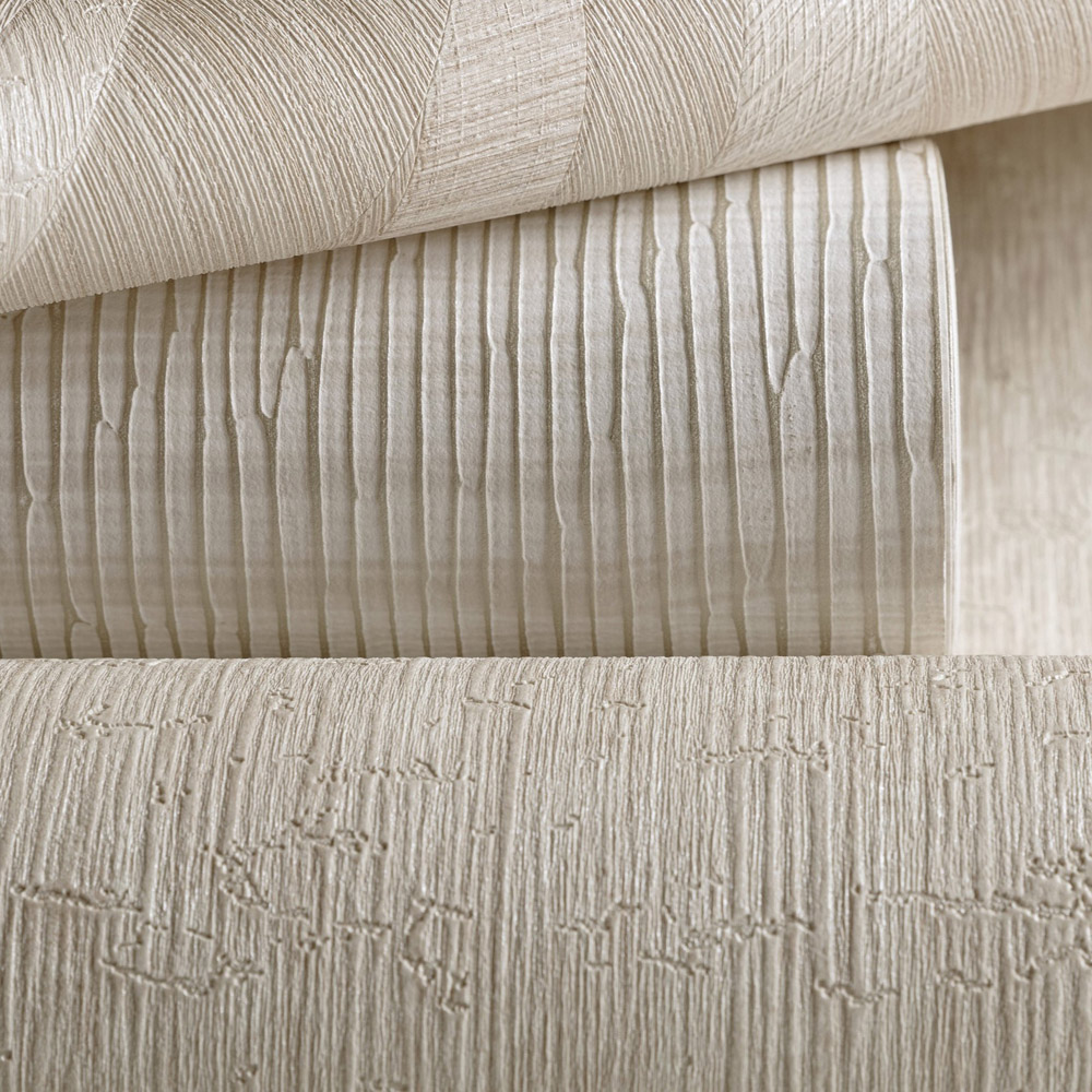 Grandeco Boutique Olivine Grass Leaves Embossed Neutral Wallpaper Image 4