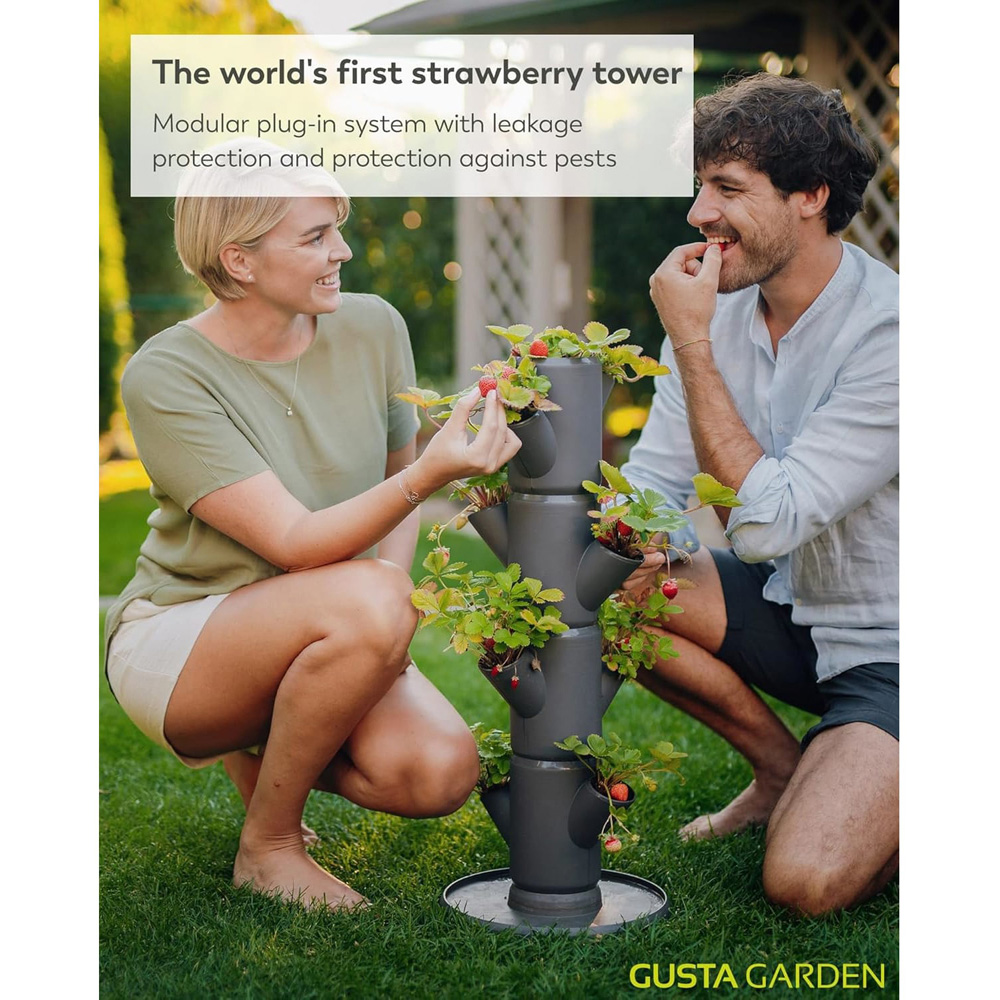 Gusta Garden Sissi Strawberry White 4-TierEasy Watering Hanging Strawberry Planter Image 2
