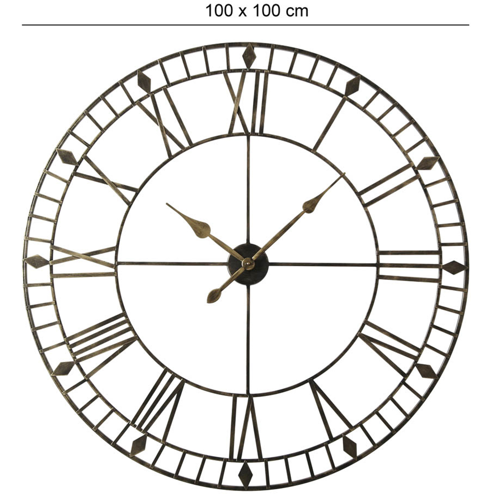 EOS Black Gold Skeleton Wall Clock with Roman Numerals 100cm Image 9