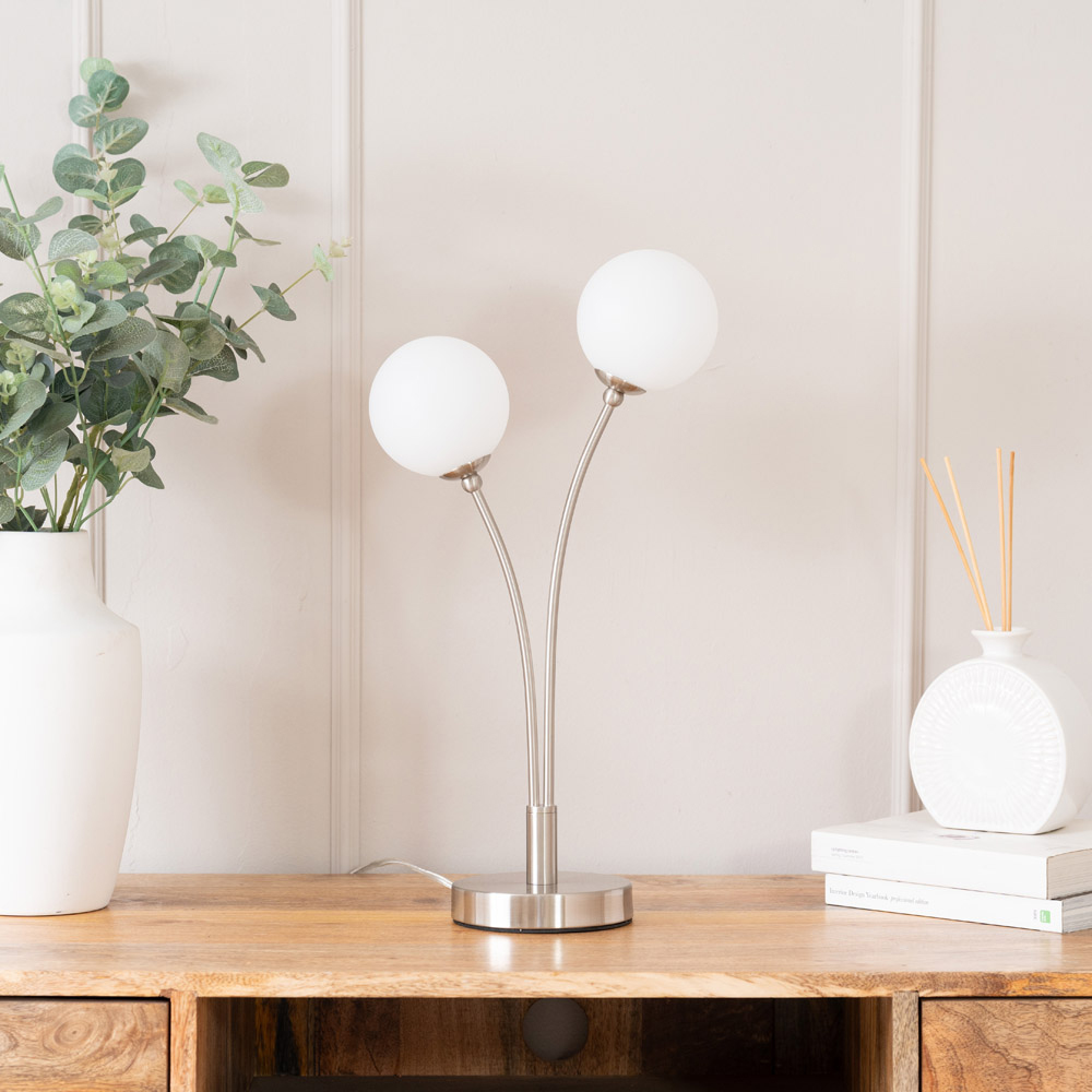 ValueLights Velika 2 Way Opaque Globe Chrome LED Table Lamp Image 5