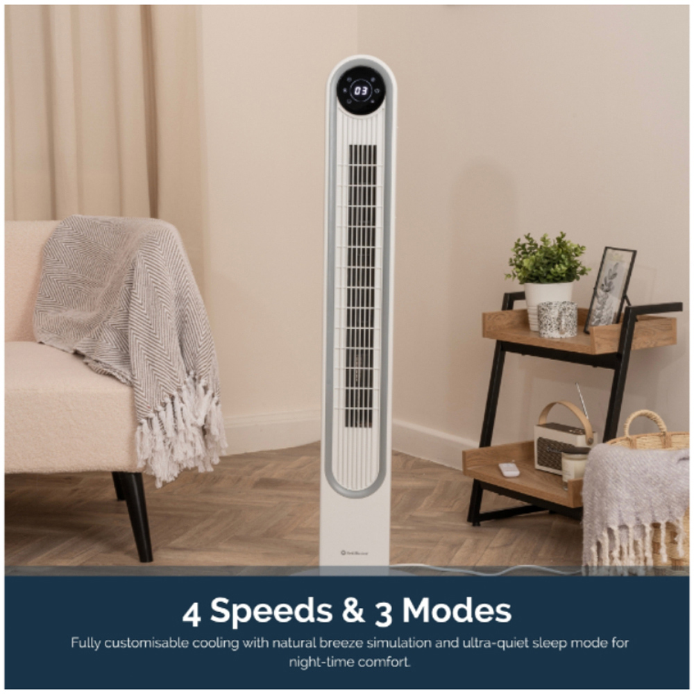 Rediffusion Halo White Quiet Cooling Digital Tower Fan with Warm White Halo Light 42 inch Image 5