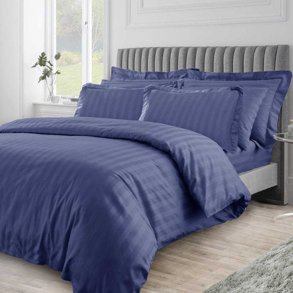 Velosso Hilton Single Navy Stripe Duvet Set Image